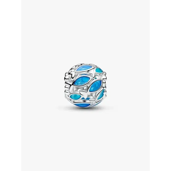 Pandora Pandora Bedel 794699C01 Zilver Opengewekt Vis Splash Blauw