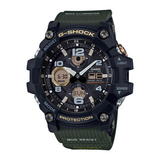 Casio G-Shock Casio G-Shock Horloge GWG-100-1A3ER Mudmaster Solar Radio Controlled Analoog Digitaal Zwart Groen 54mm