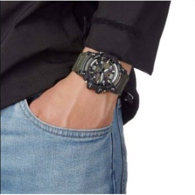 Casio G-Shock Casio G-Shock Horloge GWG-100-1A3ER Mudmaster Solar Radio Controlled Analoog Digitaal Zwart Groen 54mm