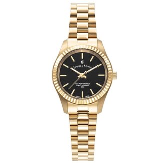 Jacques du Manoir Jacques Du Manoir Horloge JWL04007 Inspiration  staal Goudkleurig met zwarte wijzerplaat 26.5MM