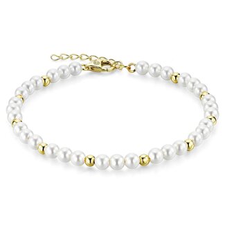 Gisser Jewels Amsterdam Gisser Amsterdam Armband B1055Y-17+3 Zilver met Geelgouden Plating en Parel 4mm 17-20cm