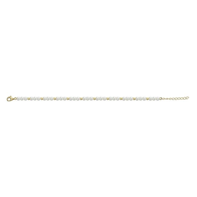 Gisser Jewels Amsterdam Gisser Amsterdam Armband B1055Y-17+3 Zilver met Geelgouden Plating en Parel 4mm 17-20cm