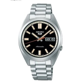Seiko Seiko Horloge SRPK89K1 5 Sports Staal Automaat met Zwarte Wijzerplaat 37,4MM