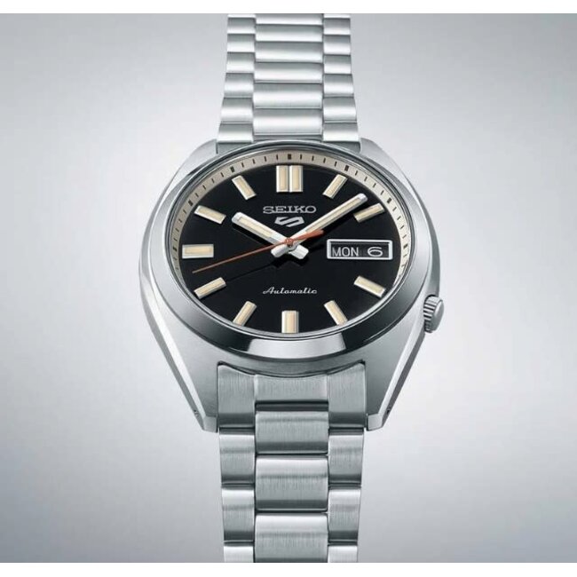 Seiko Seiko Horloge SRPK89K1 5 Sports Staal Automaat met Zwarte Wijzerplaat 37,4MM