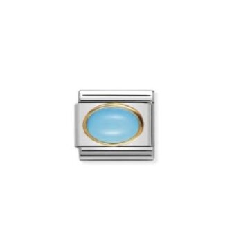 Nomination Nomination Schakel 030502-06 Composable Classic met 18k Geelgouden Zetting Turquiose