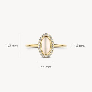 Blush Blush Ring 1279YMQ/54 14k Geelgoud Parelmoer en Zirkonia Maat 54