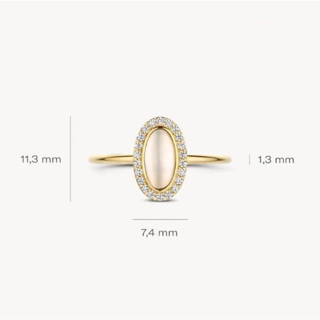 Blush Blush Ring 1279YMQ/54 14k Geelgoud Parelmoer en Zirkonia Maat 54
