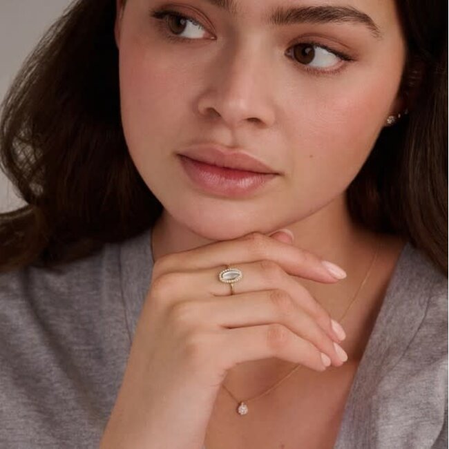 Blush Blush Ring 1279YMQ/54 14k Geelgoud Parelmoer en Zirkonia Maat 54
