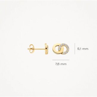 Blush Blush Oorbellen 7397YZI 14k Geelgoud 2 Circle met Zirkonia 5.1mm x 7.5mm