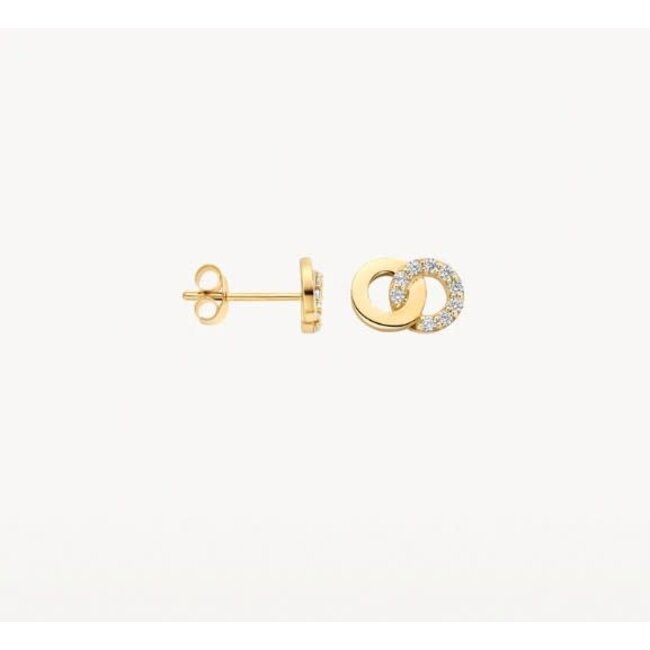 Blush Blush Oorbellen 7397YZI 14k Geelgoud 2 Circle met Zirkonia 5.1mm x 7.5mm