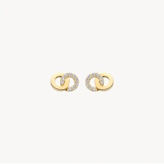 Blush Blush Oorbellen 7397YZI 14k Geelgoud 2 Circle met Zirkonia 5.1mm x 7.5mm