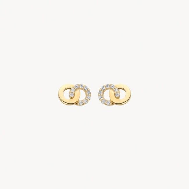 Blush Blush Oorbellen 7397YZI 14k Geelgoud 2 Circle met Zirkonia 5.1mm x 7.5mm