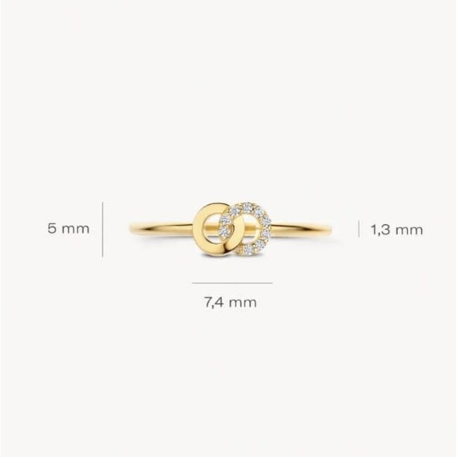 Blush Blush Ring 1282YZI/54 14k Geelgoud 2x Circle met Zirkonia Maat 54