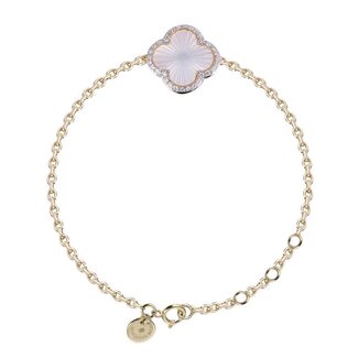 Morganne Bello Morganne Bello Armband 3072YB11D Lumiere 18k Geelgoud met Mother of Pearl en 0,13crt GVS Diamant  14-17cm