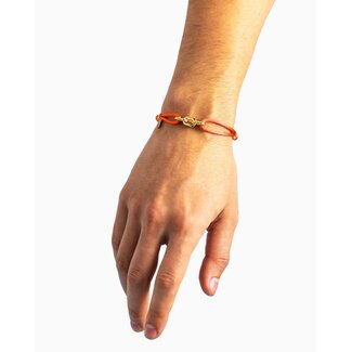Buddha to Buddha Buddha to Buddha Armband 133OR GV M Katja Oranje Koord Zilver met Geelgouden Plating Maat M