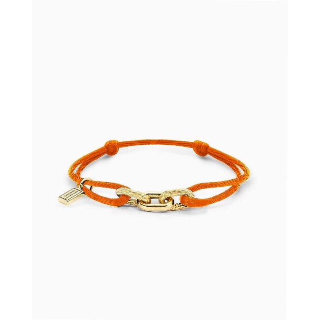 Buddha to Buddha Buddha to Buddha Armband 133OR GV M Katja Oranje Koord Zilver met Geelgouden Plating Maat M
