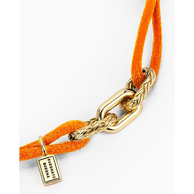 Buddha to Buddha Buddha to Buddha Armband 133OR GV M Katja Oranje Koord Zilver met Geelgouden Plating Maat M