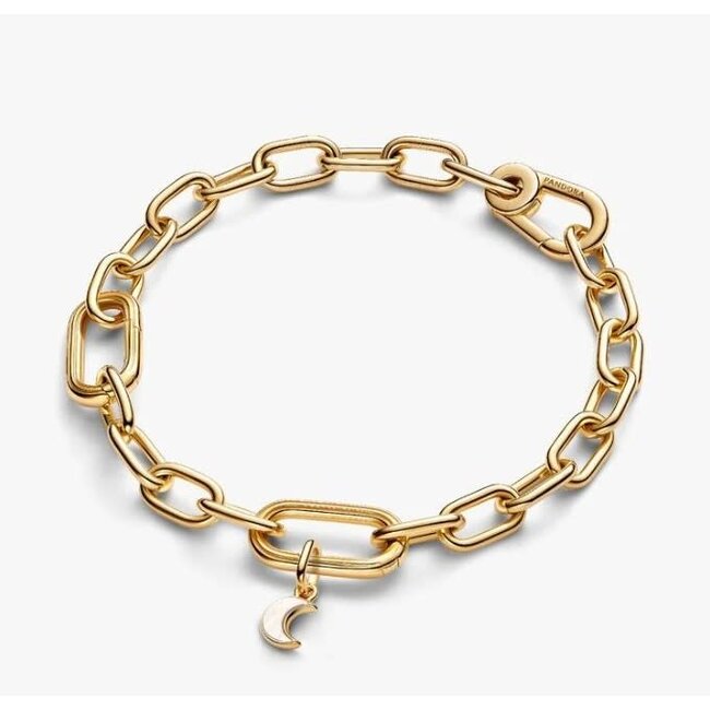 Pandora Pandora Bedel 764614C01 Zilver met 14k Geelgouden Plating Maan met Mother of Pearl