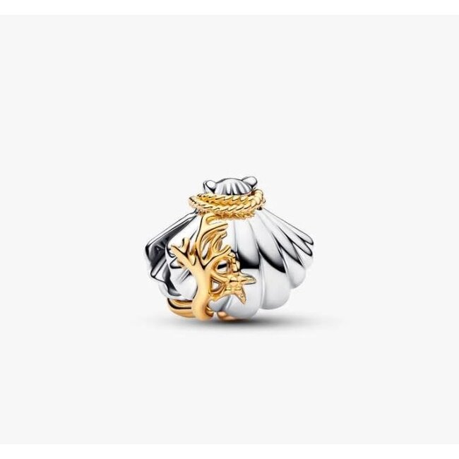 Pandora Pandora Bedel 764403C01 Zilver met 14k Geelgouden Plating Disney Ariel met 0.012ct Labgrown Diamant