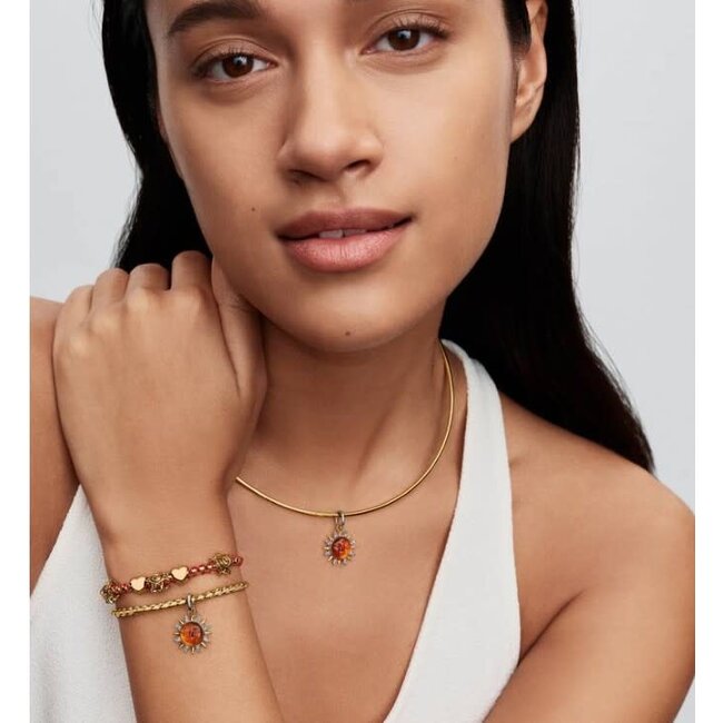 Pandora Pandora Bedel 764703C01 Zilver met 14k Geelgouden Plating Zon met Zirkonia