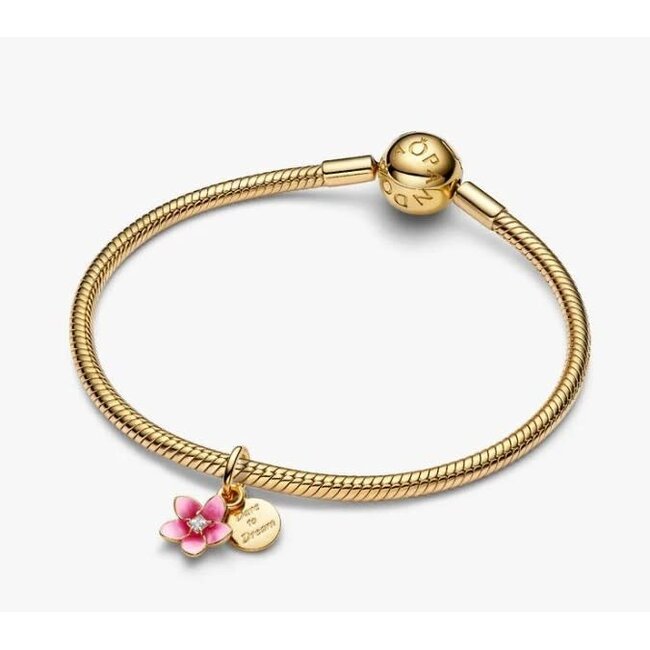 Pandora Pandora Bedel 763845C01 Zilver met 14k Geelgouden Plating Disney Moana Roze Bloem met Zirkonia