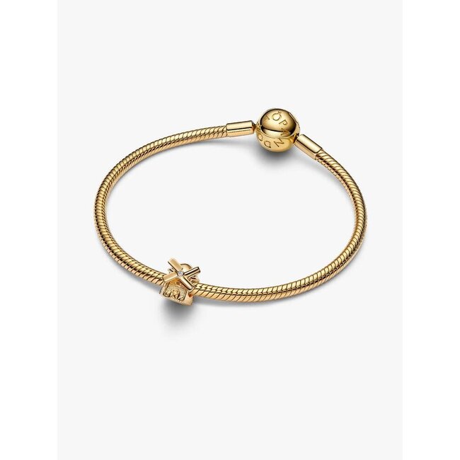 Pandora Pandora Bedel 764631C01 Zilver met 14k Geelgouden Plating Molen met Zirkonia
