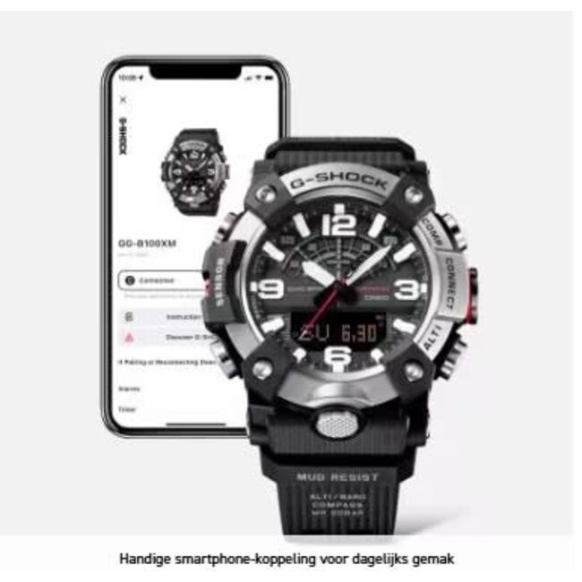 Casio G-Shock Casio G-Shock Horloge GG-B100XM-1AER Mudmaster Carbon Core Quard Analoog Digitaal Bluethooth 200m Waterdicht 51mm