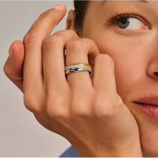 Ti Sento Milano Ti Sento Ring 12343ZY/54 Zilver Bi-color met Zirkonia Maat 54