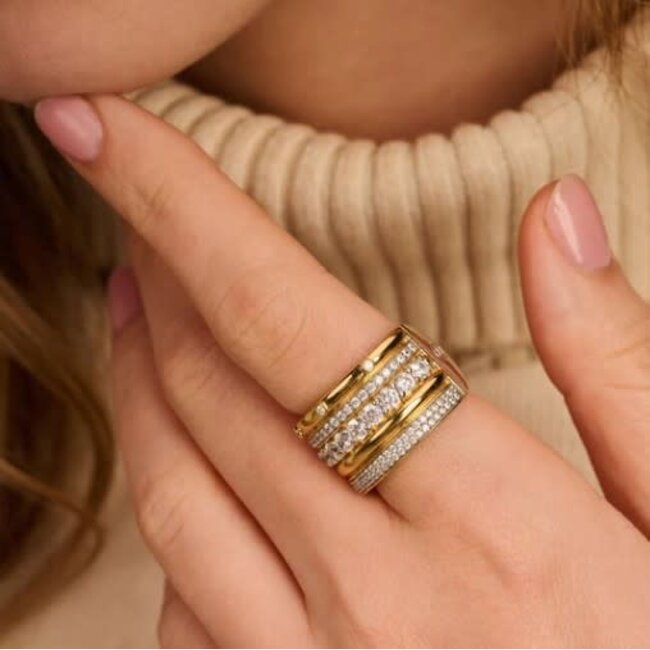 Ti Sento Milano Ti Sento Ring 12396ZY/56 Zilver Bi-color met Zirkonia Maat 56