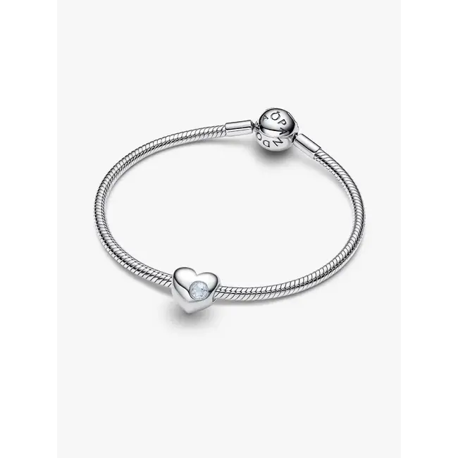 Pandora Pandora Bedel 794161C03 Zilver Hart met Sea Aqua Blue