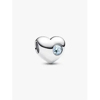 Pandora Pandora Bedel 794161C03 Zilver Hart met Sea Aqua Blue