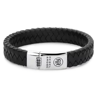 Rebel & Rose Rebel & Rose Armband RR-l0141-S-L Flat Braided Zwart Maat L
