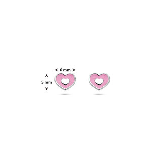 Blinckers Jewellery Huiscollectie BJ Oorbellen 13.43113 Zilver Emaille Hartjes 5mm