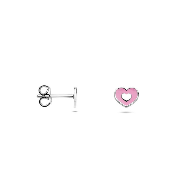 Blinckers Jewellery Huiscollectie BJ Oorbellen 13.43113 Zilver Emaille Hartjes 5mm