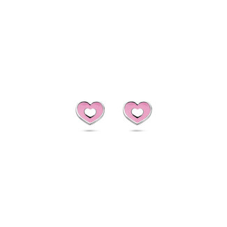 Blinckers Jewellery Huiscollectie BJ Oorbellen 13.43113 Zilver Emaille Hartjes 5mm