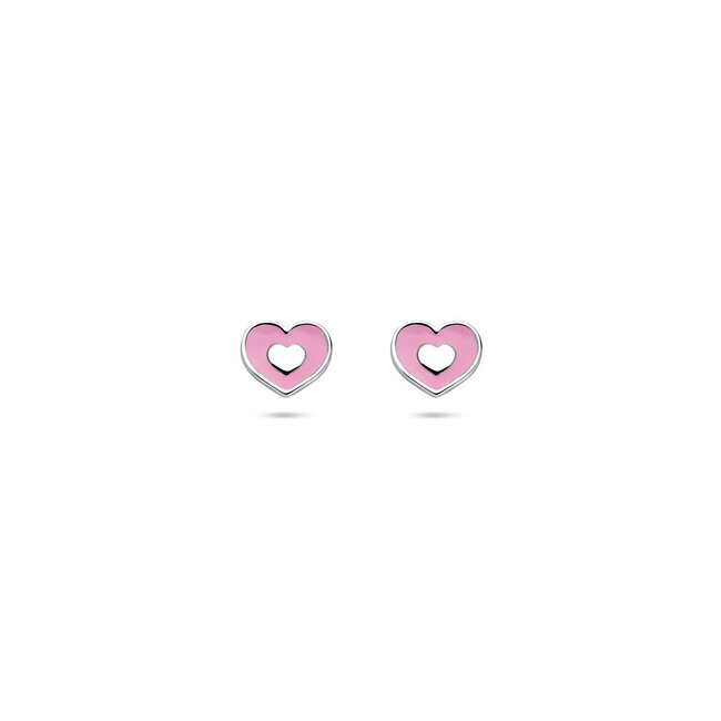 Blinckers Jewellery Huiscollectie BJ Oorbellen 13.43113 Zilver Emaille Hartjes 5mm