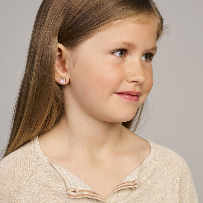 Blinckers Jewellery Huiscollectie BJ Oorbellen 13.43113 Zilver Emaille Hartjes 5mm