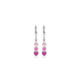 Blinckers Jewellery Huiscollectie BJ Oorbellen 13.43115 Zilver Emaille Hartjes met Brisurhaak 25mm