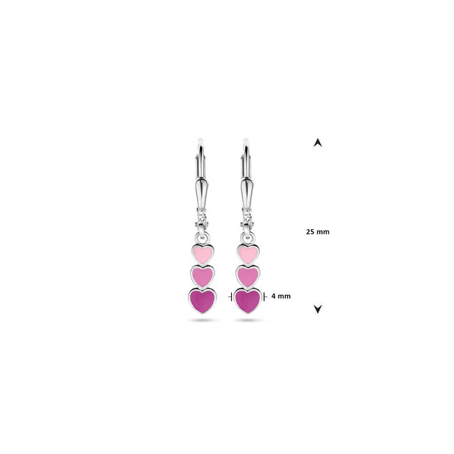 Blinckers Jewellery Huiscollectie BJ Oorbellen 13.43115 Zilver Emaille Hartjes met Brisurhaak 25mm