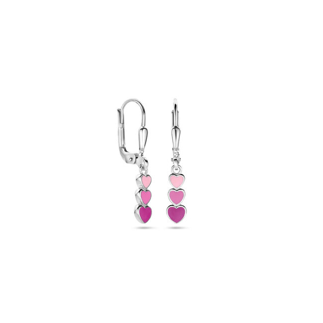 Blinckers Jewellery Huiscollectie BJ Oorbellen 13.43115 Zilver Emaille Hartjes met Brisurhaak 25mm