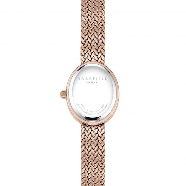 Rosefield Rosefield Horloge MWRMR-M07 Mini Oval White Dail Staal met Rozegouden Plating Quartz