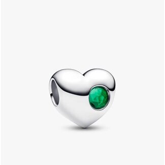 Pandora Pandora Bedel 794161C05 Zilver Graveerbaar Bol Hart met Groen Kristal
