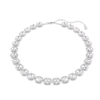 Swarovski Swarovski Collier 5751326 Una Zilverkleurig met Cushion Slijpvormige Kristallen 24mm 38-45cm