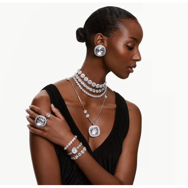 Swarovski Swarovski Collier 5751326 Una Zilverkleurig met Cushion Slijpvormige Kristallen