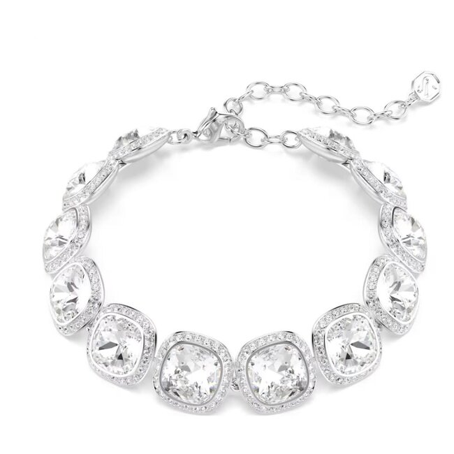 Swarovski Swarovski Armband 5751558 Una Zilverkleurig met Cushion Vorm Kristallen