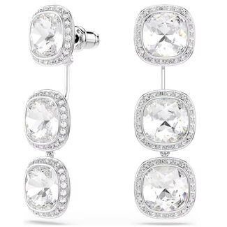 Swarovski Swarovski Oorbellen 5754342 Una Zilverkleurig Cushion Vorm Kristal 12mmx32mm