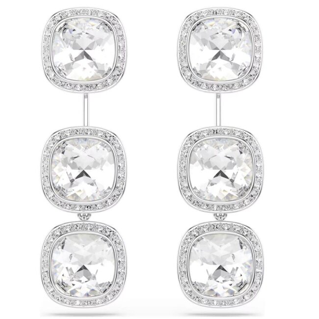 Swarovski Swarovski Oorbellen 5754342 Una Zilverkleurig Cushion Vorm Kristal