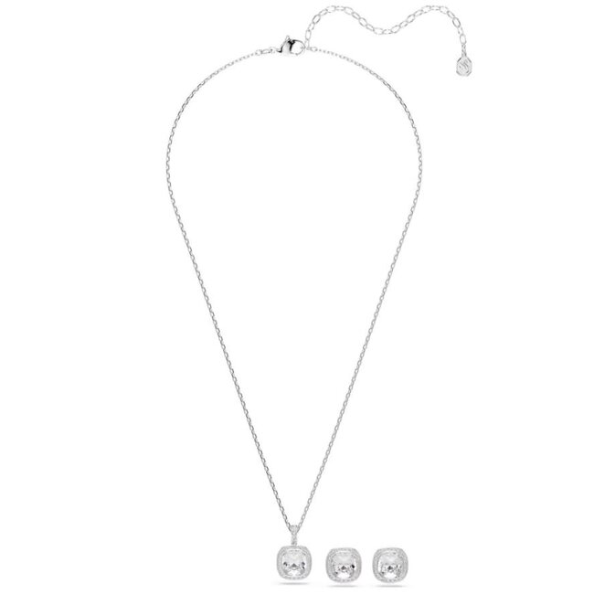 Swarovski Swarovski SET Oorbellen en Collier 5754343 Una Zilverkleurig Cushion Vorm Kristal