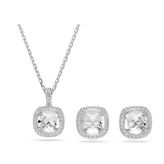 Swarovski Swarovski SET Oorbellen en Collier 5754343 Una Zilverkleurig Cushion Vorm Kristal 21mm