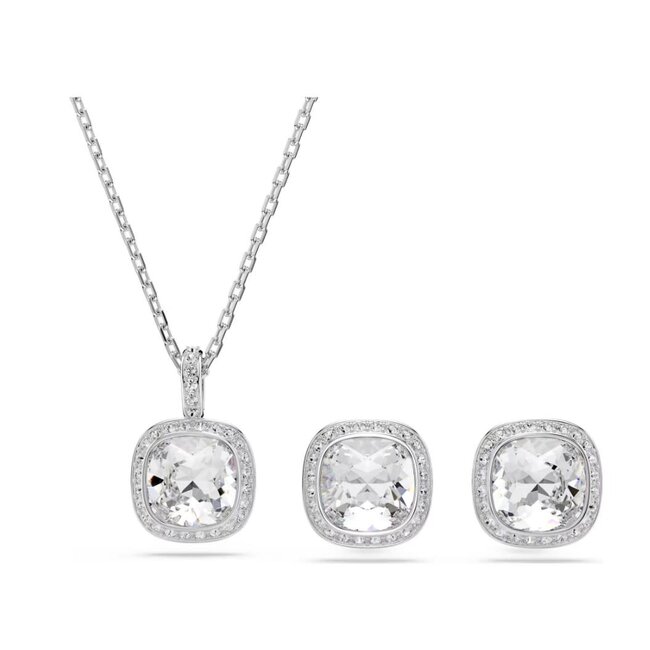 Swarovski Swarovski SET Oorbellen en Collier 5754343 Una Zilverkleurig Cushion Vorm Kristal